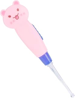 Pssopp Cute Baby Earpick, ABS Ear Cleaner LED Earwax Remover with Replacement Head Pink Cat Green Easy to Use for Household and Travel Use (#1)