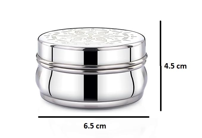 Image of Expresso Stainless Steel Small /Mini Box Dabba /Container /Storage Box, Laser Design, Set of 2 (75 Ml)