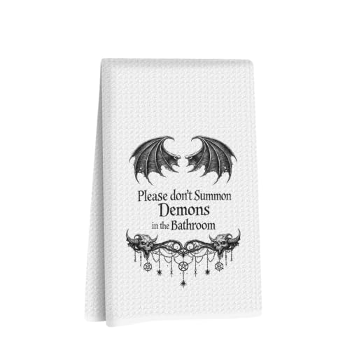 Image of Halloween Hand Towels for Bathroom, Humor Waffle Weave Absorbent Hand Towel | Funny Waffle Weave Dish Towels, Humor Hand Towels for Home Kitchen Bathroom Decor, Housewarming Gifts 14x24 Inch