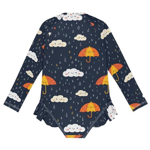 Girls Swimsuit Long Sleeve One Piece Bathing Suit for Kids UPF 50+ Rash Guard Swimwear 3-122