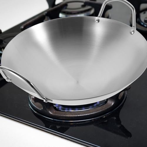 Wok de acero inoxidable PRETYZOOM 32 cm con doble mango miniatura 7