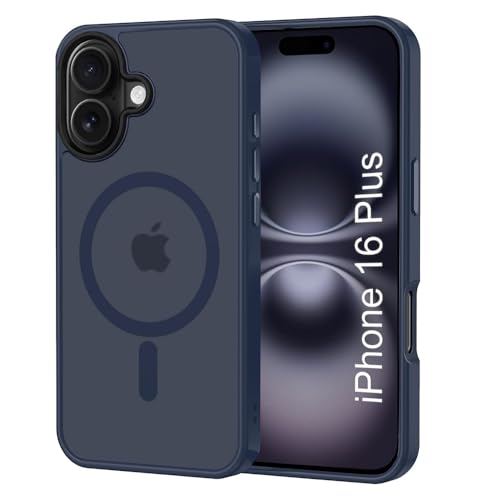 Image of iPhone 16 Plus Magsafe Hard Back Case | Matte Design & 360 Protection | Military-Grade Apple iPhone 16 Plus Cover | Strong Magnet Back - Blue