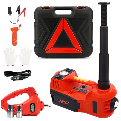STANDTALL Electric Car Jack Kit 5 Ton 12V Hydraulic Jack Floor Jack with Impact Wrench and Tire Inflator Pump Lift with LED Light for SUV Sedan Truck Road Emergency Tire Change