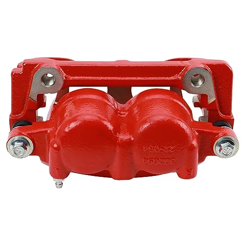 Image of TRQ Front Left Brake Caliper w /Bracket Performance Red Drivers Side | For 2004-2008 Ford F-150 2004 F-150 Heritage 2006-2008 Lincoln Mark LT