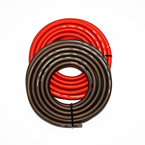 PAKA HAND TOOLS PAKA TOOLS 2/0 Gauge AWG Welding Lead & Car Battery Cable Wire, LIFE TIME WARRANTY (5 FEET BLACK + 5 RED) (PK200JA)