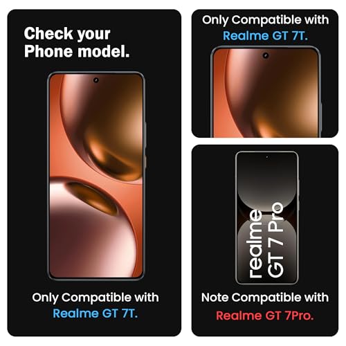 Image of ArmourPro Military Grade Gorilla Tempered Glass Compatible For Realme GT 7T (6.8 Inch) With Easy Installation Kit for Smartphone| Edge To Edge Coverage | Black, Pack of 2