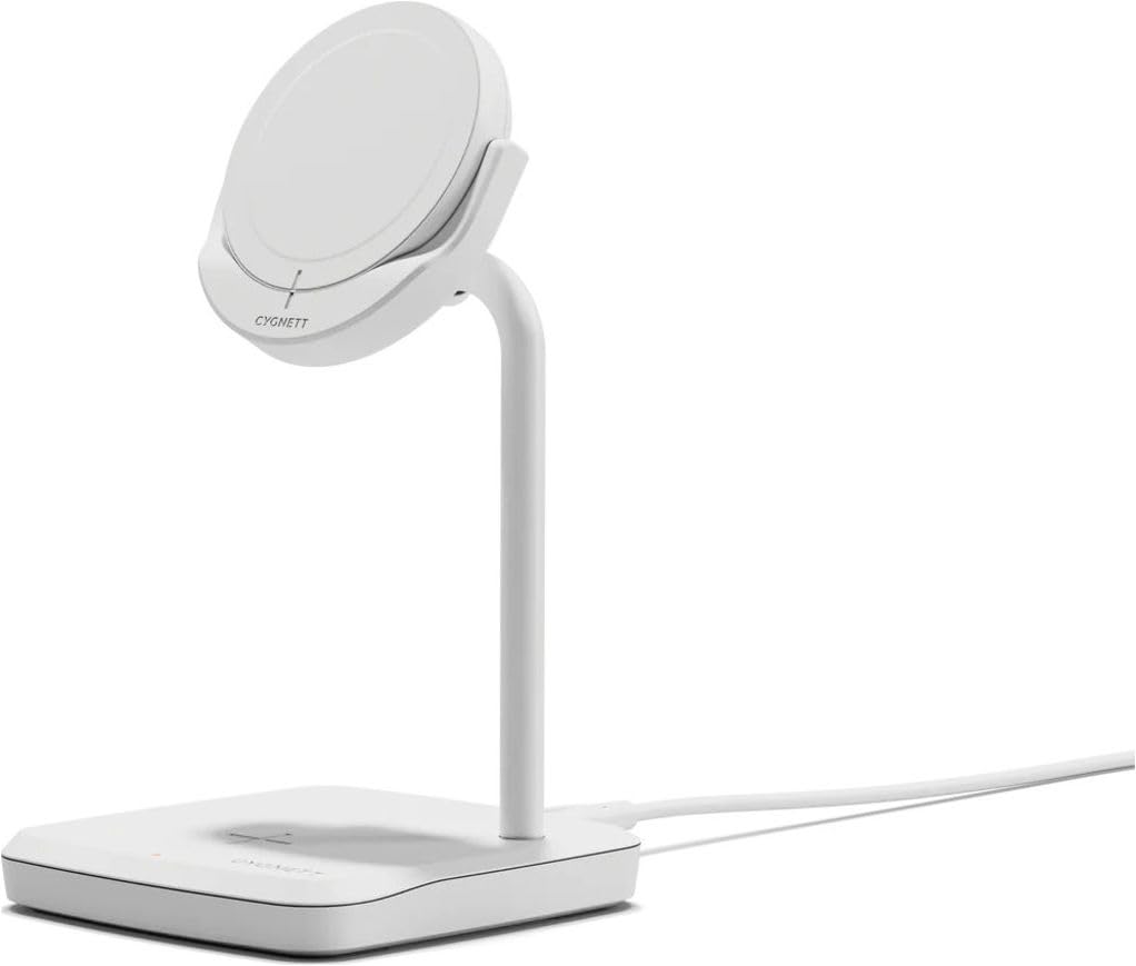 ChargeBase Supporto di ricarica wireless magnetico 2 in 1, bianco, compatibile con Qi2