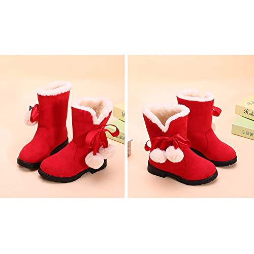 Girls Winter Warm Fur Boots Mid-Calf Bowknot Princess Booties3