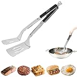 13.5-inch Stainless Steel Tongs for Cooking – Versatile Metal Spatula Tongs for Flipping, Picking Up, Cutting, and Stir-Frying Meats and Other Foods. Kitchen Tongs Durable and Multifunctional.(Black)