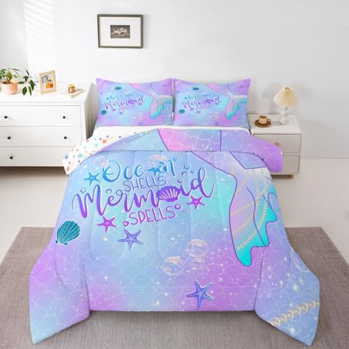 Image of Feelyou Mermaid Bedding Set Twin Size Bedding Set for Kids