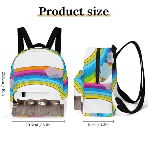Mochila pequeña impermeable de arcoíris con base sólida para mujer 2
