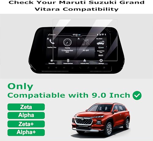 Image of OHAYO 9H Military-Strength Car Display Screen Protector for Maruti Suzuki Grand Vitara 2022 2023 2024 2025 | 9 Inch Infotainment Screen Guard | Scratch Resistant, HD Clear, Hydrophobic Protective Film | Tough Durable Anti-Scratch Layer