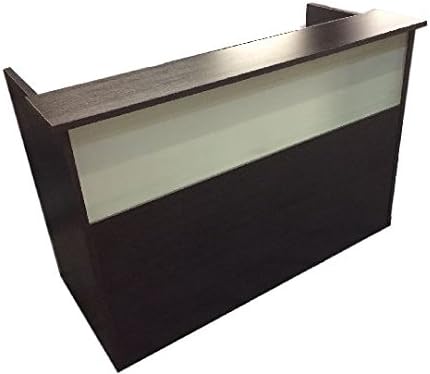 DFS Reception Desk Shell which fits a 15" Monitor - 60" W by 30" D by 44" H Espresso W/Frosted Glass Front by DFS Designs