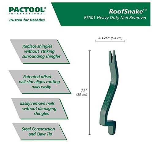 Pactool RS501 Roof Snake Tool - Shingle Pry Bar - Heavy Duty Nail Remover Tool thumb #1