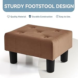 Poofzy small foot stool ottoman velvet ottoman foot rest with legs rectangle footstool ottomans for couch ottoman foot stools for living room entryway brown  urban country home decor