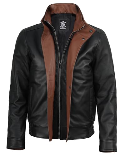 Image of Decrum Bomber Leather Jacket Men - Real Lambskin Casual Leather Jackets for Men with Zip Closure