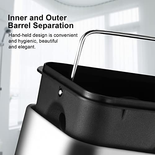 GONICVIN Pattumiera da bagno, in acciaio inox, con...