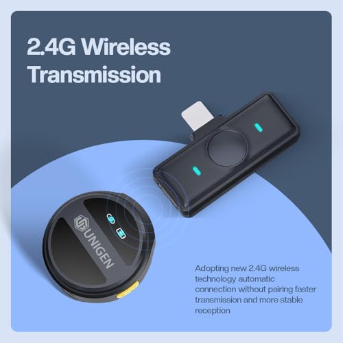 Image of UNIGEN UniMic Pro X120 Wireless Mic 2.4G Collar Microphone Video Recording Live Streaming Mic with Receiver for Video Recording, vlogging, YouTube, Facebook, Instagram Support System for Type C & iOS