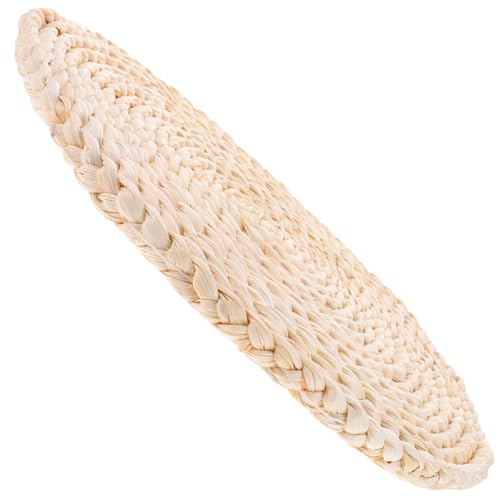 RUNROTOO Mantel Individual Redondo de 32 Cm Tejido Fibra Natural de Hojas de Maíz, Antideslizante y Resistente al Calor, Cojín Decorativo para Vajilla y Protección de Mesa en Hogar