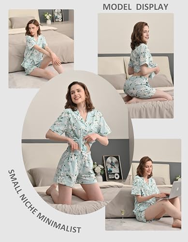 Image of NAP BOUND 100% Cotton Pajamas for Women Sets 2 Pieces Pjs Button short sleeves with Pockets Soft Sleepwear Loungewear XS-XXL