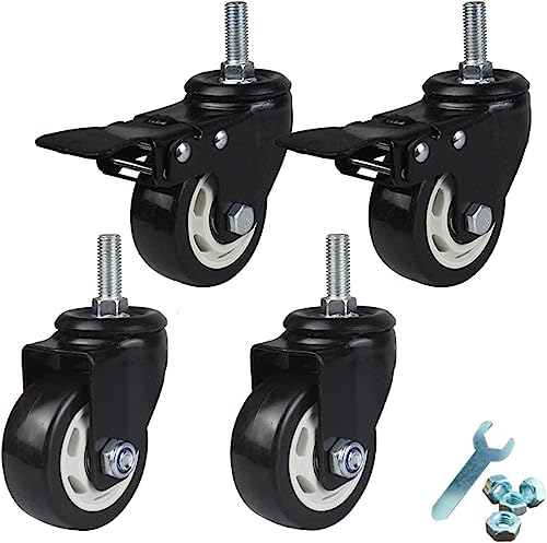 GBRJUYF Polyurethane Swivel Caster Wheels - Set of 4 Double Bearing Replacement Casters with M12x30mm Threaded Stem, 60mm Universal Fit for Furniture, Smooth Rolling & Durable
