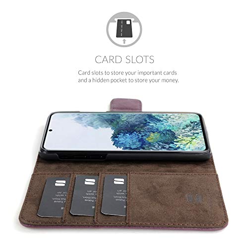 Snugg Samsung Galaxy S20 Wallet Case – Leather Card Case Wallet With Handy Stand Feature – Legacy Series Flip Phone Case Cover In Amethyst Purple #TOP2