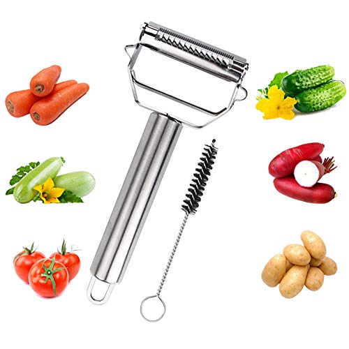Stainless Steel Julienne Peeler mutifunctional vegetable peeler ultra sharp Slicer with Cleaning Brush kitchen Gadget for Vegetable Fruit