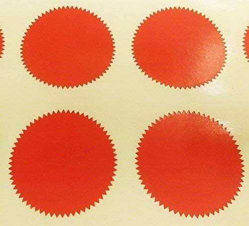 Audioprint Ltd. Pack of 500-41mm Starburst Notary/Legal/Certificate Seals - Colour Code Stickers/Sticky Labels - Choose Your Colour/s (Red) — image 1
