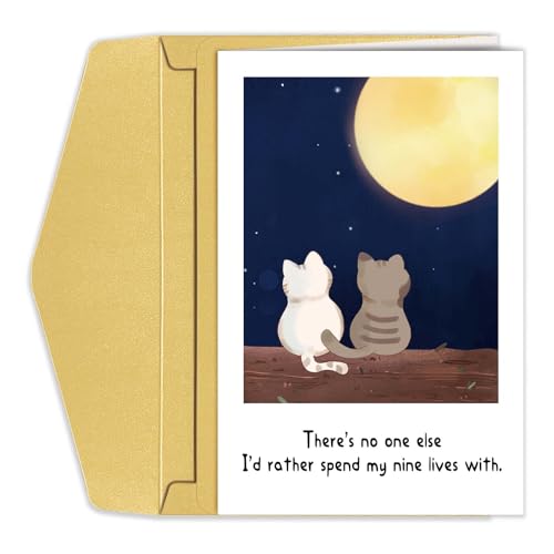 Cats Valentines Day Card for Him Her, Romantic Valentines