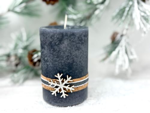 ZauberDeko 4 Adventskerzen Kerzen Stumpenkerzen Grau Silber Holz Weihnachten Advent Deko Tischdeko, Unparfümiert – Bild 4