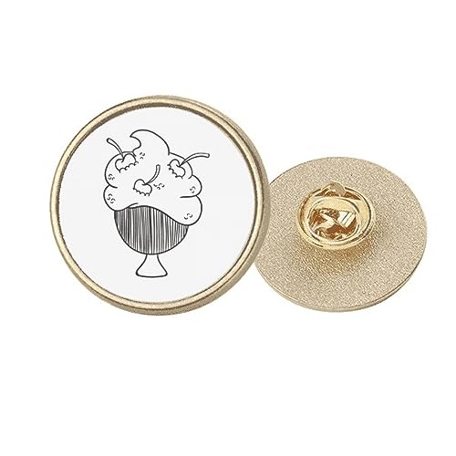 Broche ronde métal doré tasse de cerise Black Line taille M pour veste et manteau
