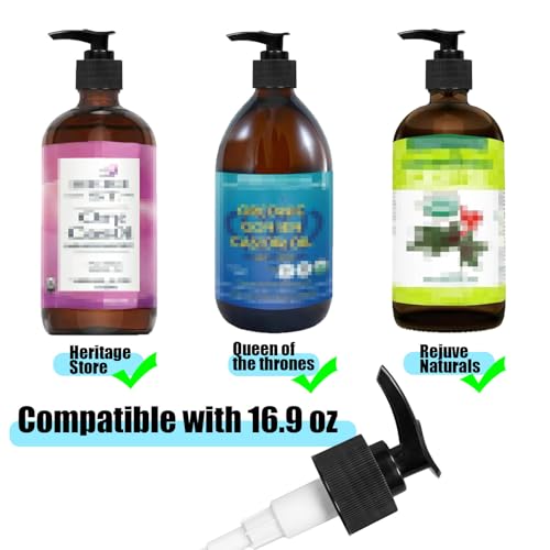 Replacement Dispenser Pump Compatible with Heritage Store Castor Oil & Queen of The Thrones and Rejuve Naturals Castor Oil 16 oz, 2 Pack, Black3