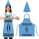 IGXX Blaues Buntstift-Kostüm-Set, Schürze und Kegelhut, Kostüm Stift für Kinder und Erwachsene, Karneval Fasching Verkleidung