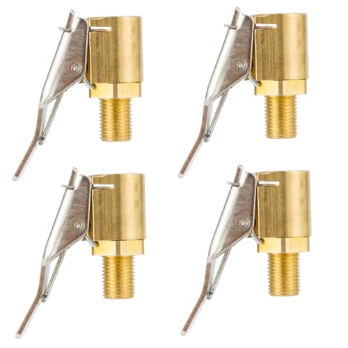 PAMINGONO 4個 車用エアチャッククリップ 耐久性抜群の真鍮製スレッドプ ヤ用エアポンプノズル クイックロック機構付き ハンズ空気入れ対応