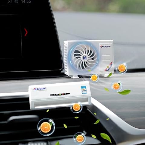 YGMONER Air Conditioning Model Car Air Vent Clip Solar Powered Pack of 2，Orange Flavor Air Freshener Outlet Clip Funny Charm Car Inter Decor Gifts for Men Women Cover