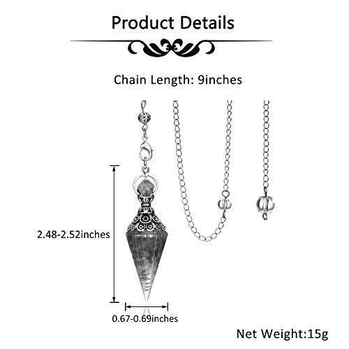 CrystalTears Chakra Crystal Pendulum Hexagonal Reiki Healing Crystal Points Gemstone Dowsing Orgone Pendulum for Divination Witchcraft Crystal Therapy