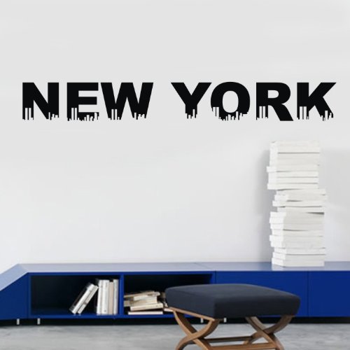 Olivia Diy Image Design Vinyl Removable Wall Decal New York City Skyline Graphic Saying Lettering Decal Quote Sticker Home Decal Mural Art Black #TOP1