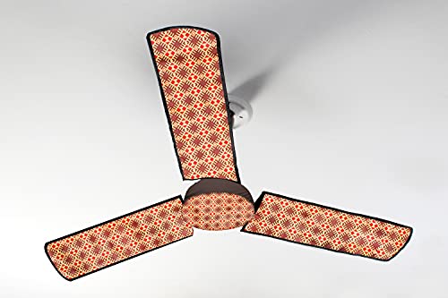 Image of Stylista Waterproof & Dustproof Three Blade Ceiling Fan Cover with attachable Enclosure Set of 4 Fan Covers Surface Pattern Brown
