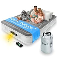 Huddle Never Deflate™ Super King Air Bed with Built In Pump 180 x 213 x 46cm, Good Housekeeping Winner, Self‑Inflating Blow Up Mattress with USB Charging & Nightlight, Premium Air Mattress for Guests