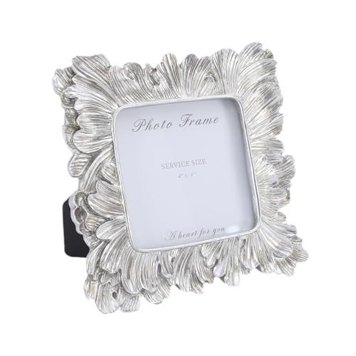 Image of 4x4 Vintage Picture Frames, Picture Frame for Table Top Display and Wall Hanging Home Decor (Silver, 4x4 Inch)
