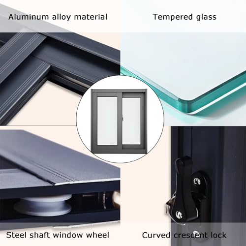 Ventana corrediza de aluminio con cristal templado de 50x120 cm y cierre 4