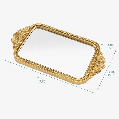 Navaris Ornate Gold Perfume Organiser Tray - Vanity Stand for Makeup & Jewellery - Decorative Mirror Trays with Handles - Ideal Dressing Table Accessories, Bathroom & Bedroom Decor - Cosy Home Interiors Navaris Ornate Gold Perfume Organiser Tray - Vanity Stand for Makeup & Jewellery - Decorative Mirror Trays with Handles - Ideal Dressing Table Accessories, Bathroom & Bedroom Decor - Image 5