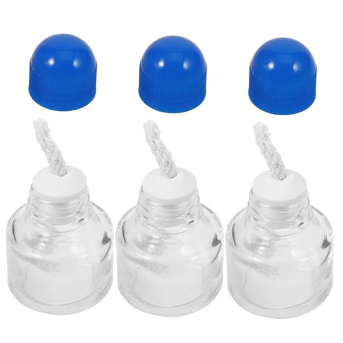 UKCOCO 3piezas Mini Alcohol Lamp Glass Bottles Con Tapa Resistente Altas Temperaturas Para Laboratorio y Uso Interior Portátil y Fácil De Transportar Para Camping y Estudio