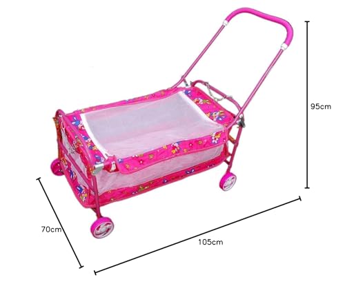 Image of AVANI METROBUZZ Beautiful Printed Lightweight Baby Cradle Cot Cum Stroller (Color - Pink)