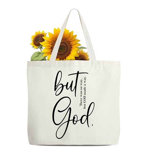 Dskly Womens Christian Tote Bag Bible Verse Canvas Tote Bags But God Made A Way Themed Religious Shoulder Bag Christian Gifts for Friends Colleagues Reusable Grocery Bag -38