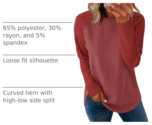 Image of SAMPEEL Sweatshirt for Women Long Sleeve Shirts Crewneck Sweaters Fall Fashion Outfits 2025 Trendy Tunic Tops Plus Size