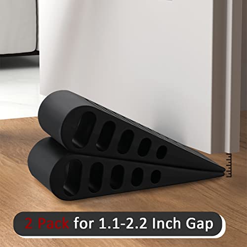 Jqk Rubber Door Stopper Wedge, Black 2 Pack Soft Tpr Premium Door Stops For Bottom Of Heavy Duty Door On Tile, Concrete, Carpet, Wooden Floor, Dsb61-Bk-P2 #TOP6