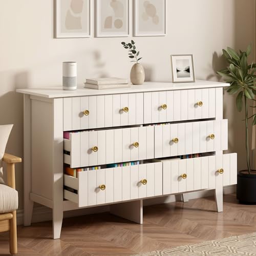 LNRLZYLS Cómoda blanca con 6 cajones 120