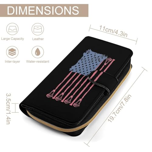 Vintage Lacrosse U.S.A Flag Long Wallet for Women Men Purses Coin Pouch Credit Card Holder Organizer2