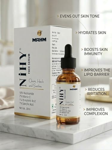 Image of NIHY Face Serum for Glowing Skin By MRHM |10% Niacinamide, Vitamin C, & Hyaluronic Acid (30ml)